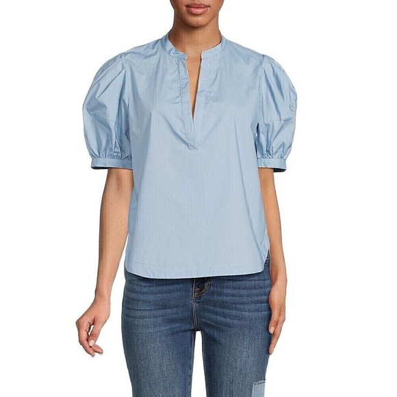 Womens Joie Clareley Puff Sleeve Top Blue Spring Pastel‎ New Small - Picture 1 of 7